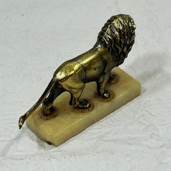 VTG Bronze LION Figurine Marble Base Small Paper Weight 3.5" - Picture 8 of 10